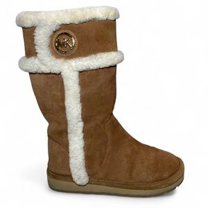 Michael Kors Winter Boots Tall Suede Shearling Fur Lined Walnut Brown Women’s 6
